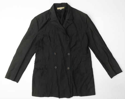 NICOLE FARHI Womens Black Overcoat Coat Size 12 Button - Size 12-14