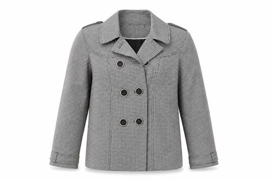 Marks & Spencer Womens White Geometric Trench Coat Jacket Size 12 Button - Gingham pattern