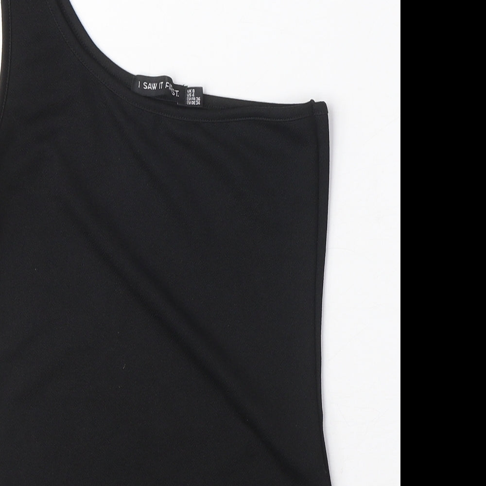 I SAW IT FIRST Womens Black Polyester Bodysuit One-Piece Size 8 Snap