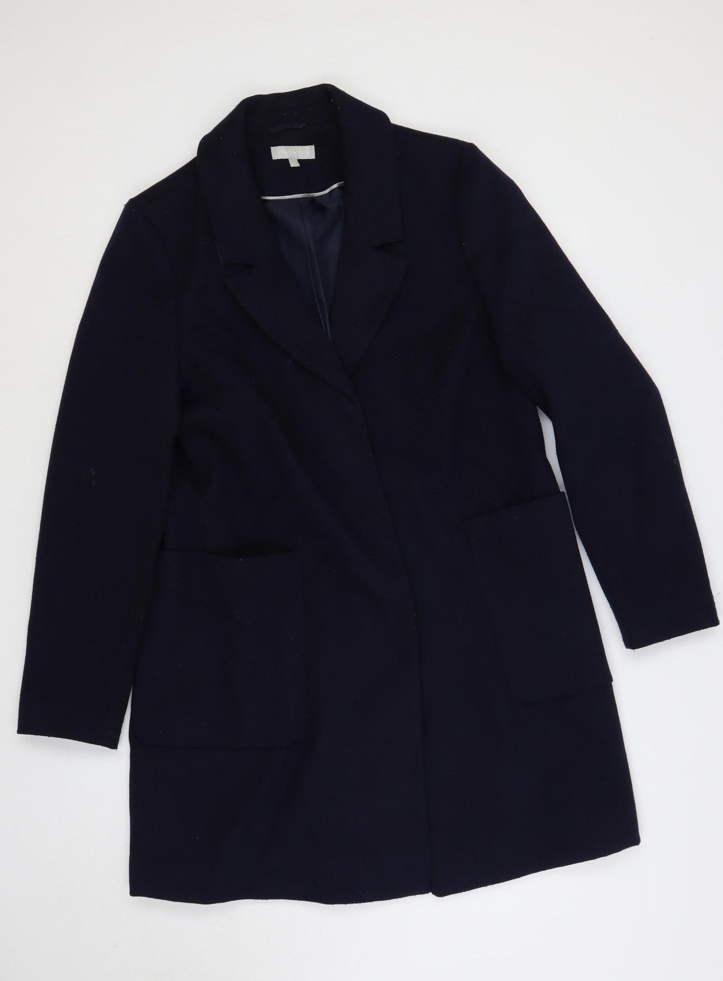 Red Herring Womens Blue Overcoat Coat Size 14 Snap