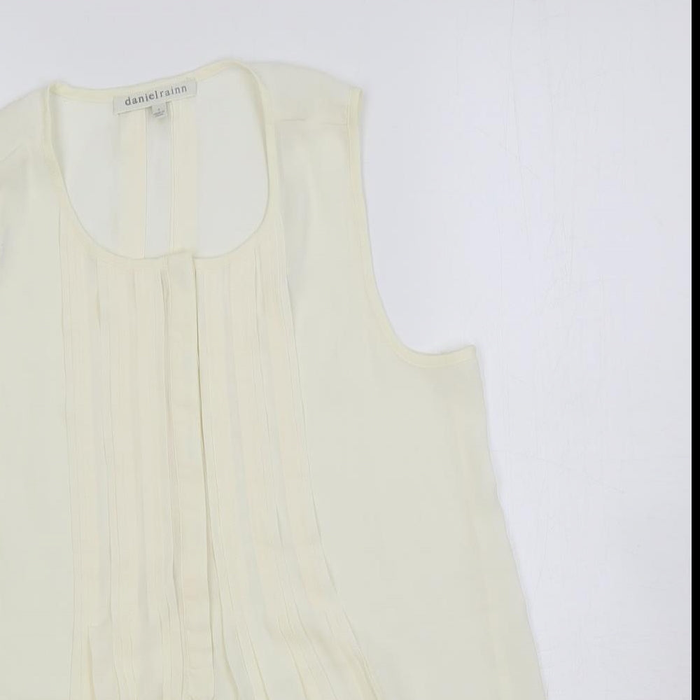 Daniel Rainn Womens Ivory Polyester Basic Blouse Size S Round Neck