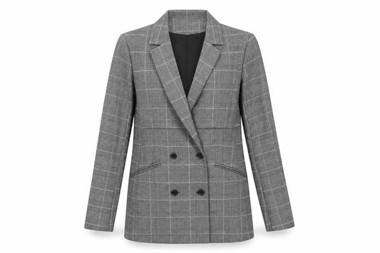 Linea Womens Grey Plaid Jacket Blazer Size 10 Button