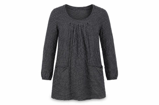 Caprigrey Womens Grey Polka Dot Viscose Shift Size 14 Boat Neck Pullover - Pockets