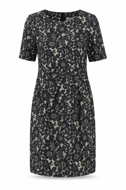 Billie & Blossom Womens Blue Floral Polyester Pencil Dress Size 8 Boat Neck Zip