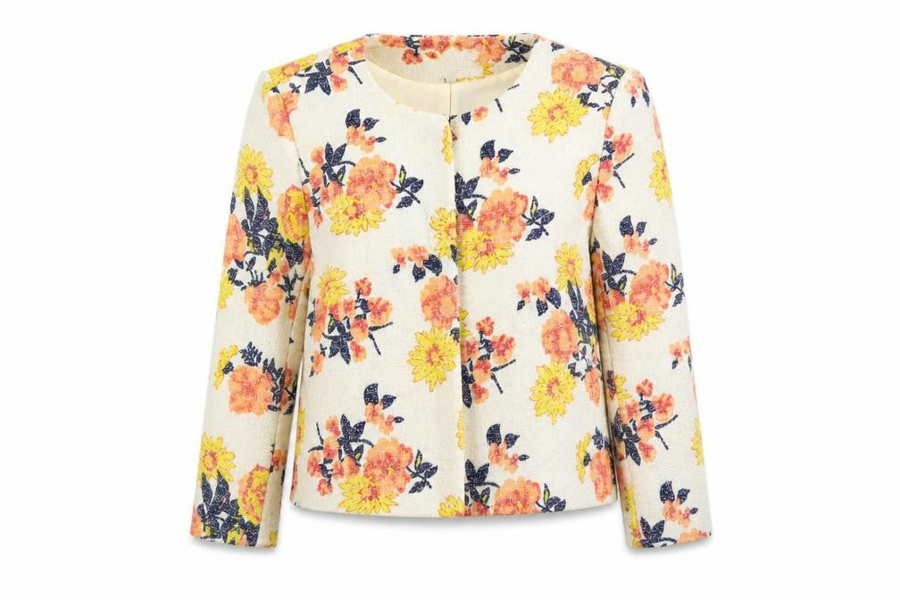 River Island Womens Ivory Floral Jacket Size 10 Zip