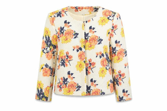 River Island Womens Ivory Floral Jacket Size 10 Zip