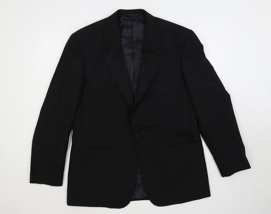 James Barry Mens Black Wool Tuxedo Suit Jacket Size 42 Regular