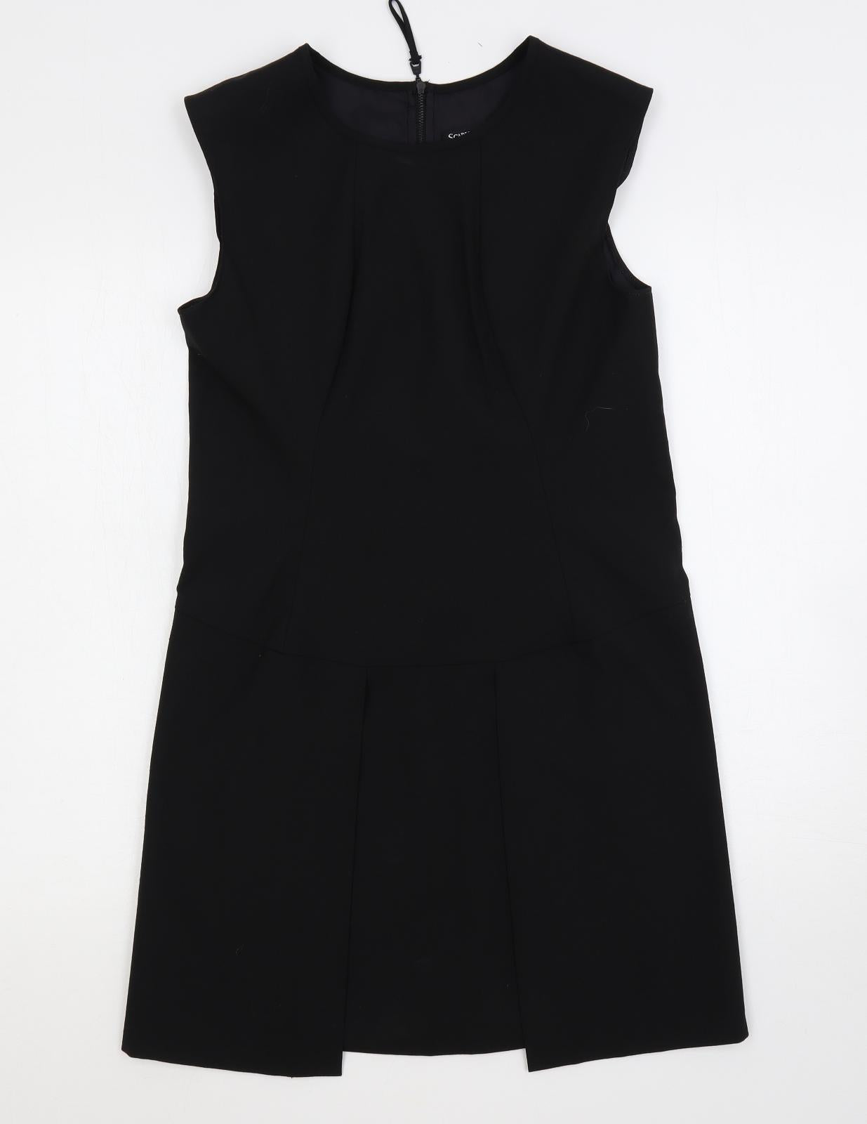 Scarlett Black Womens Black Polyester A-Line Size M Round Neck Zip