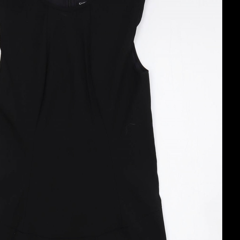 Scarlett Black Womens Black Polyester A-Line Size M Round Neck Zip