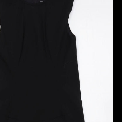Scarlett Black Womens Black Polyester A-Line Size M Round Neck Zip