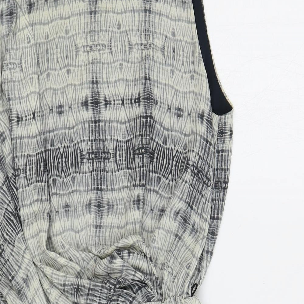 Mango Womens Grey Geometric Polyester Mini Size XS Round Neck Pullover