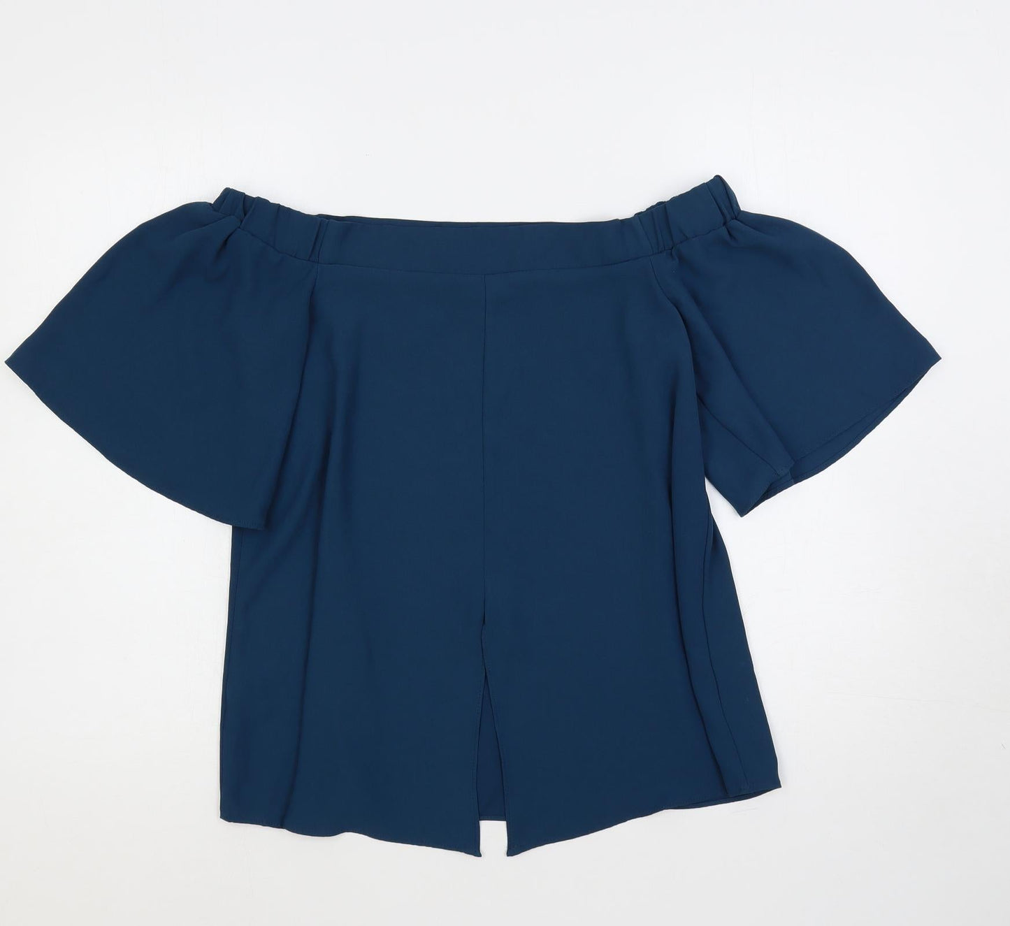 River Island Womens Green Polyester Basic Blouse Size 10 Off the Shoulder - Flare Sleeve