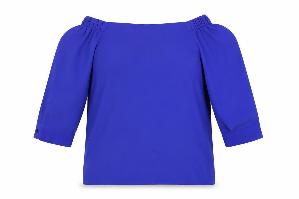 Dorothy Perkins Womens Blue Polyester Basic Blouse Size 10 Off the Shoulder