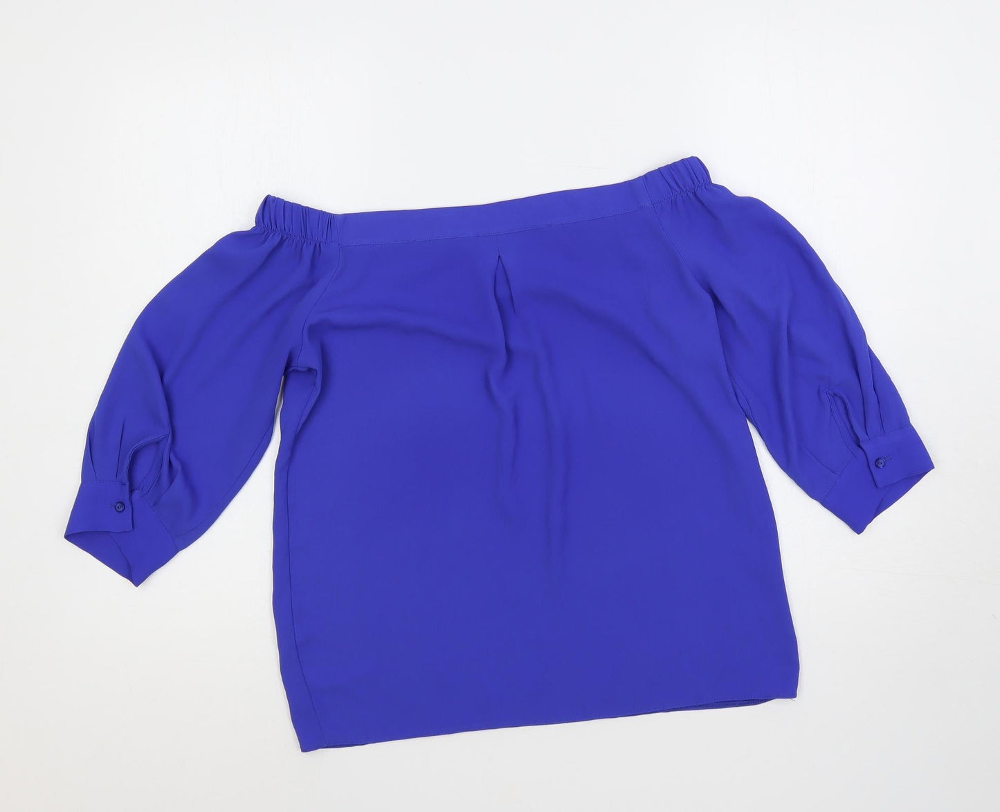 Dorothy Perkins Womens Blue Polyester Basic Blouse Size 10 Off the Shoulder