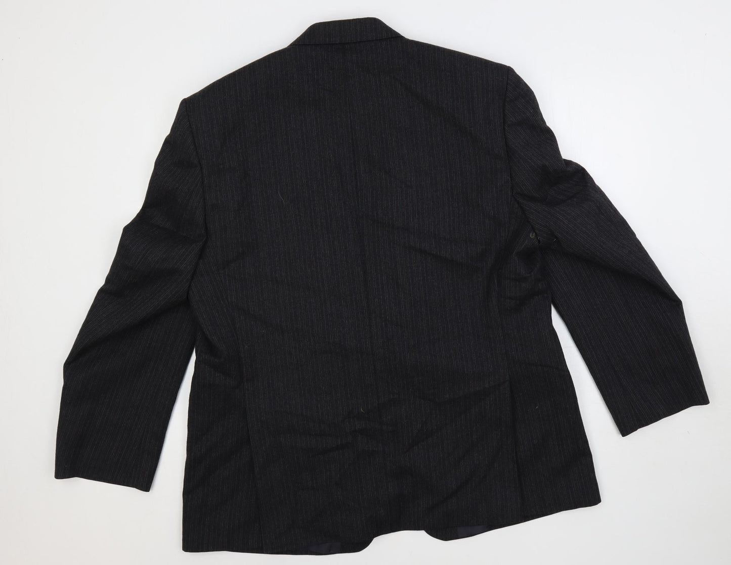 Label Mens Grey Striped Wool Jacket Suit Jacket Size 48 Regular