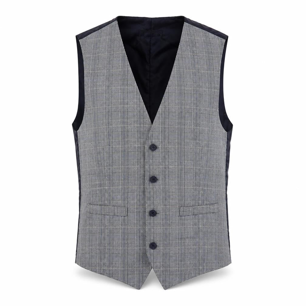 French Connection Mens Blue Plaid Polyester Jacket Suit Waistcoat Size 40 Regular