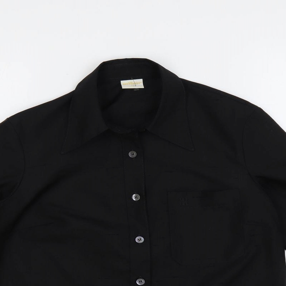 Wibor Womens Black Polyamide Basic Button-Up Size 10 Collared