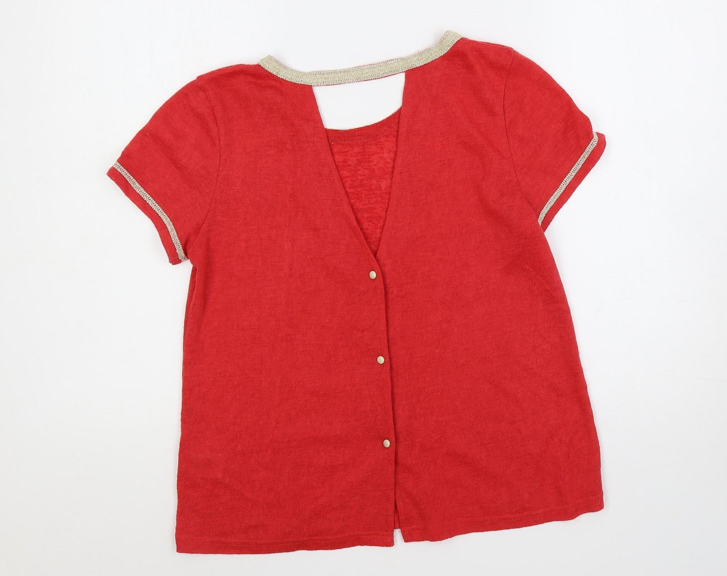 Grace & Mila Womens Red Boat Neck Polyester Pullover Jumper Size S - Contrasting Trim