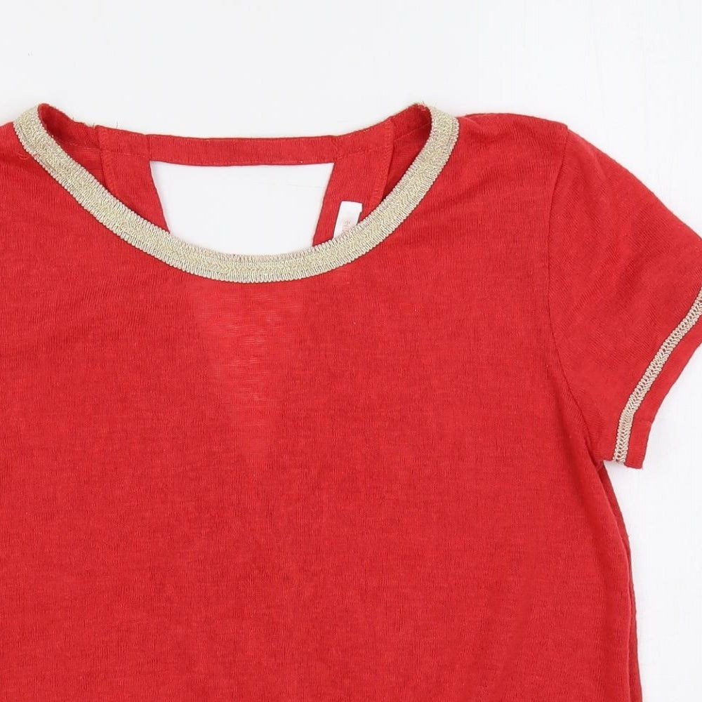 Grace & Mila Womens Red Boat Neck Polyester Pullover Jumper Size S - Contrasting Trim