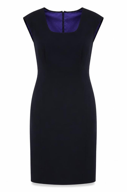 John Lewis Womens Blue Polyester Pencil Dress Size 12 Round Neck Zip