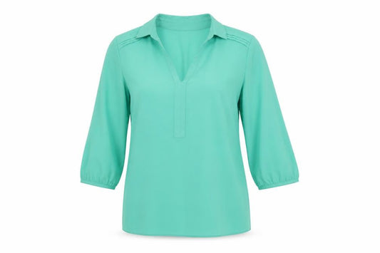 Marks and Spencer Womens Green Polyester Basic Blouse Size 8 Collared
