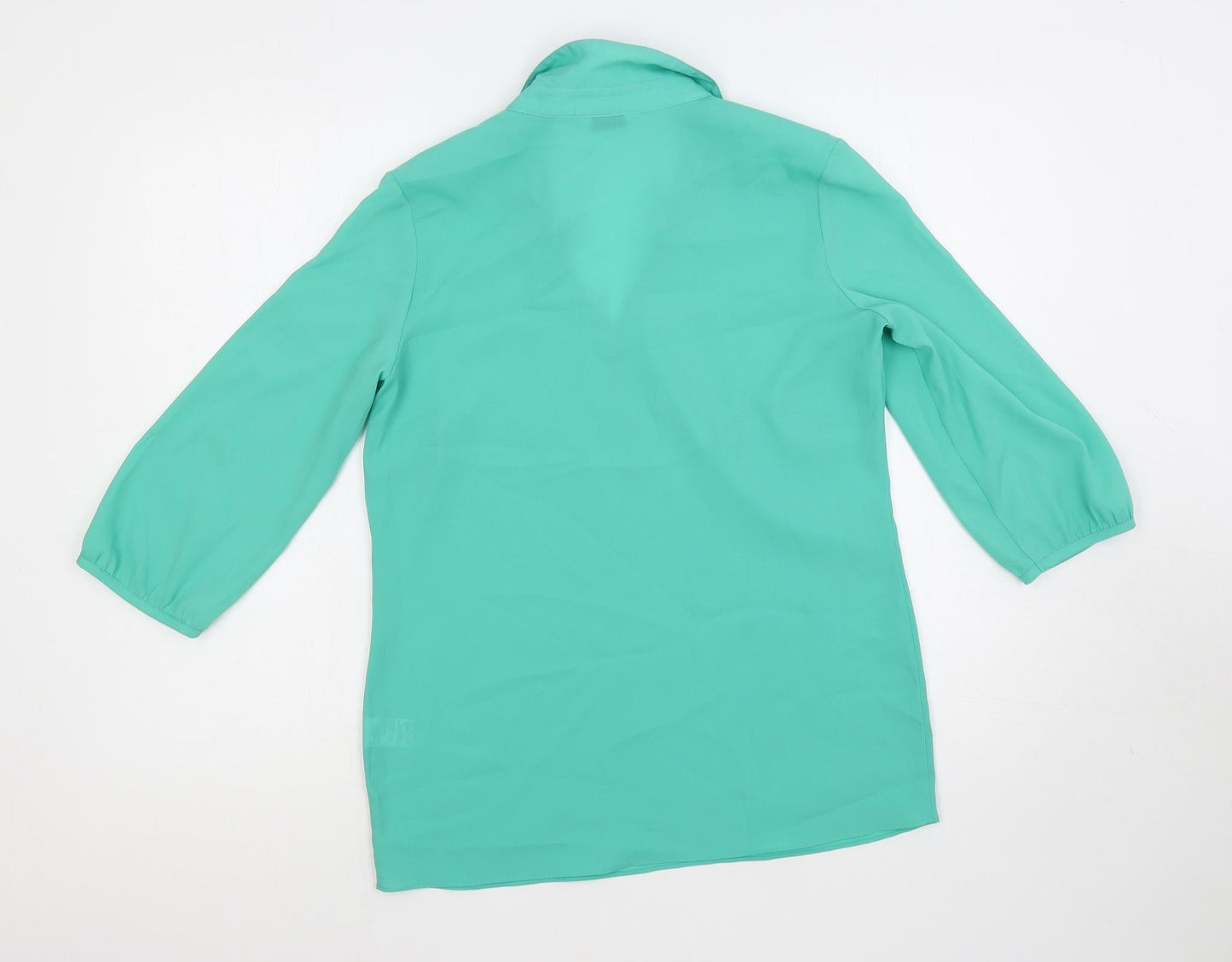 Marks and Spencer Womens Green Polyester Basic Blouse Size 8 Collared