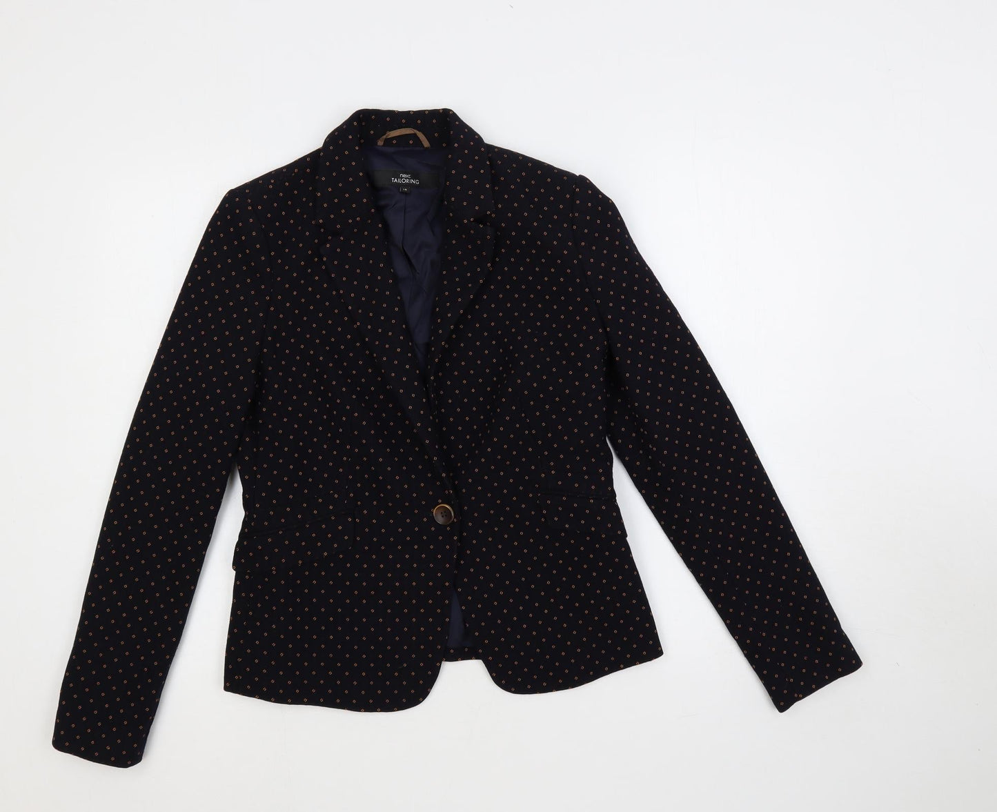 NEXT Womens Blue Geometric Jacket Blazer Size 10 Button
