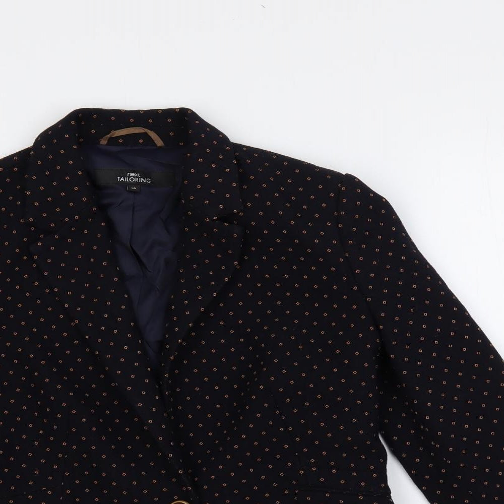 NEXT Womens Blue Geometric Jacket Blazer Size 10 Button
