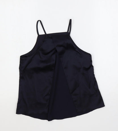 Back view of ASOS women’s blue polyester camisole tank, size UK 6, square neck - open back