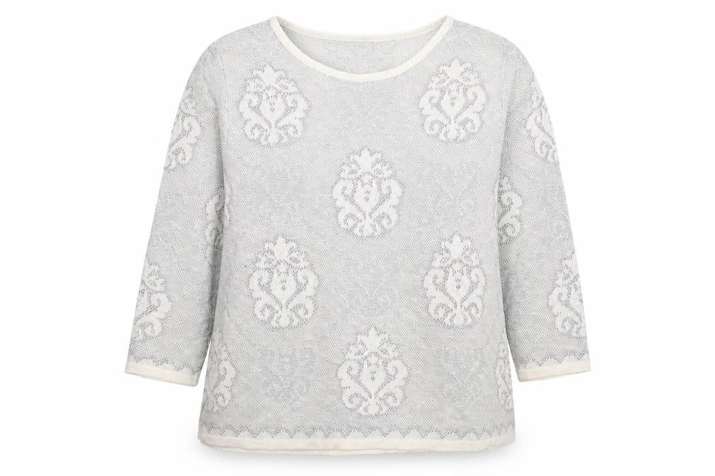 Warehouse Womens Grey Round Neck Geometric Acrylic Pullover Jumper Size 14