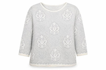 Warehouse Womens Grey Round Neck Geometric Acrylic Pullover Jumper Size 14