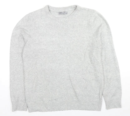 Marks & Spencer Mens Grey Round Neck Acrylic Pullover Jumper Size L Long Sleeve