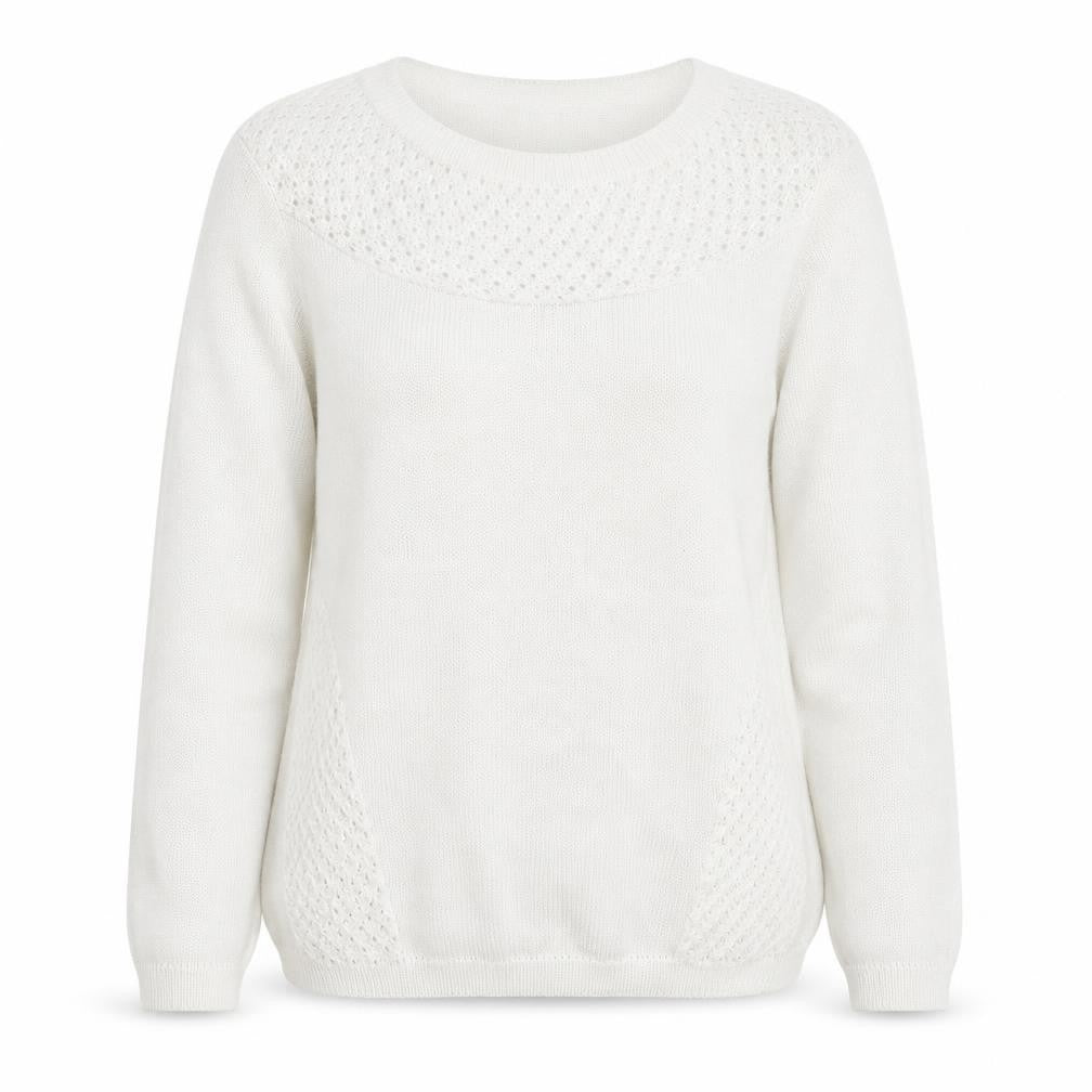 Classics Womens White Round Neck Acrylic Pullover Jumper Size S