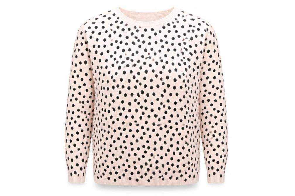 Marks & Spencer Womens Beige Round Neck Polka Dot Acrylic Pullover Jumper Size 14