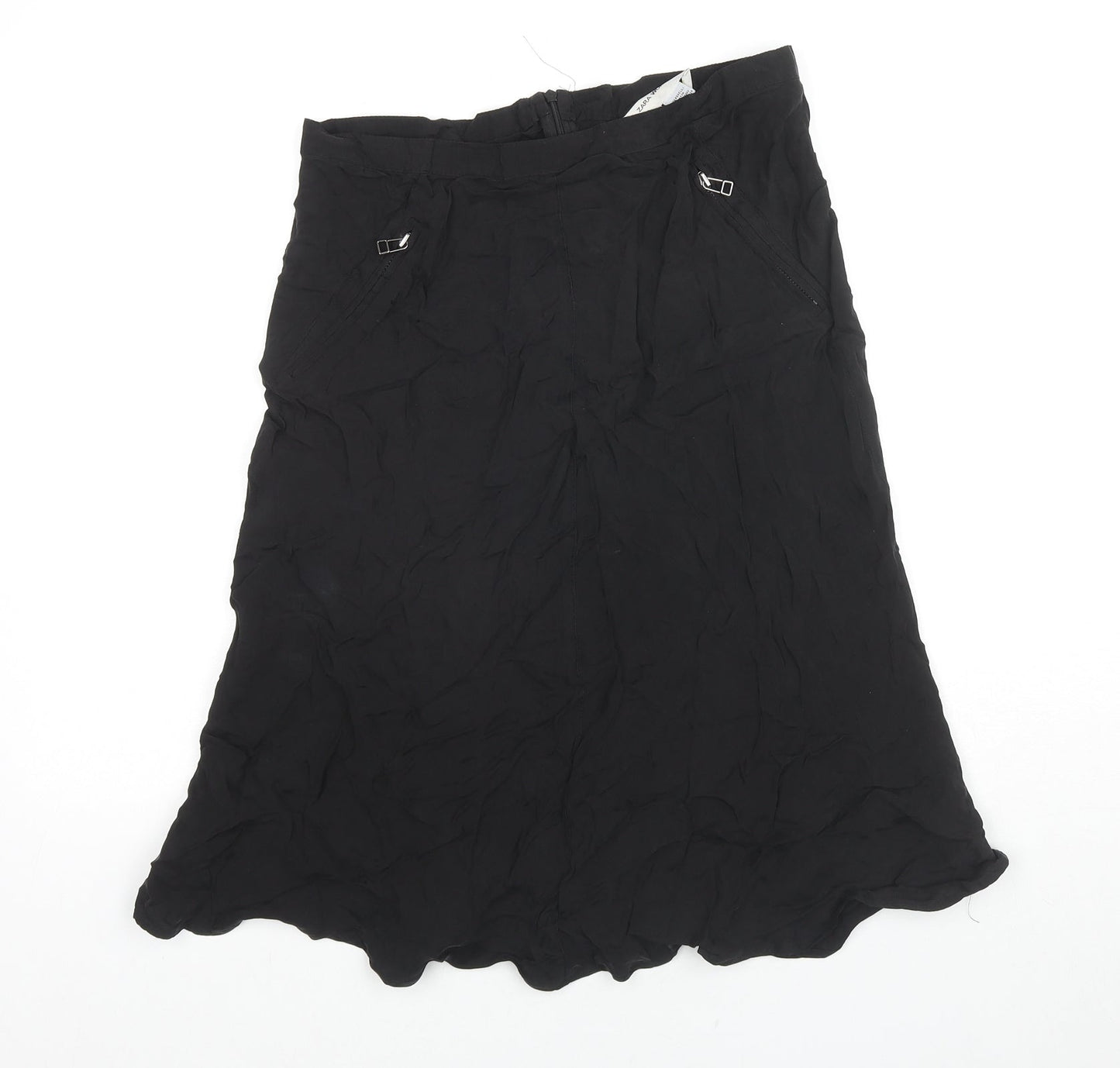 Zara Womens Black Viscose Trumpet Skirt Size 10 Zip