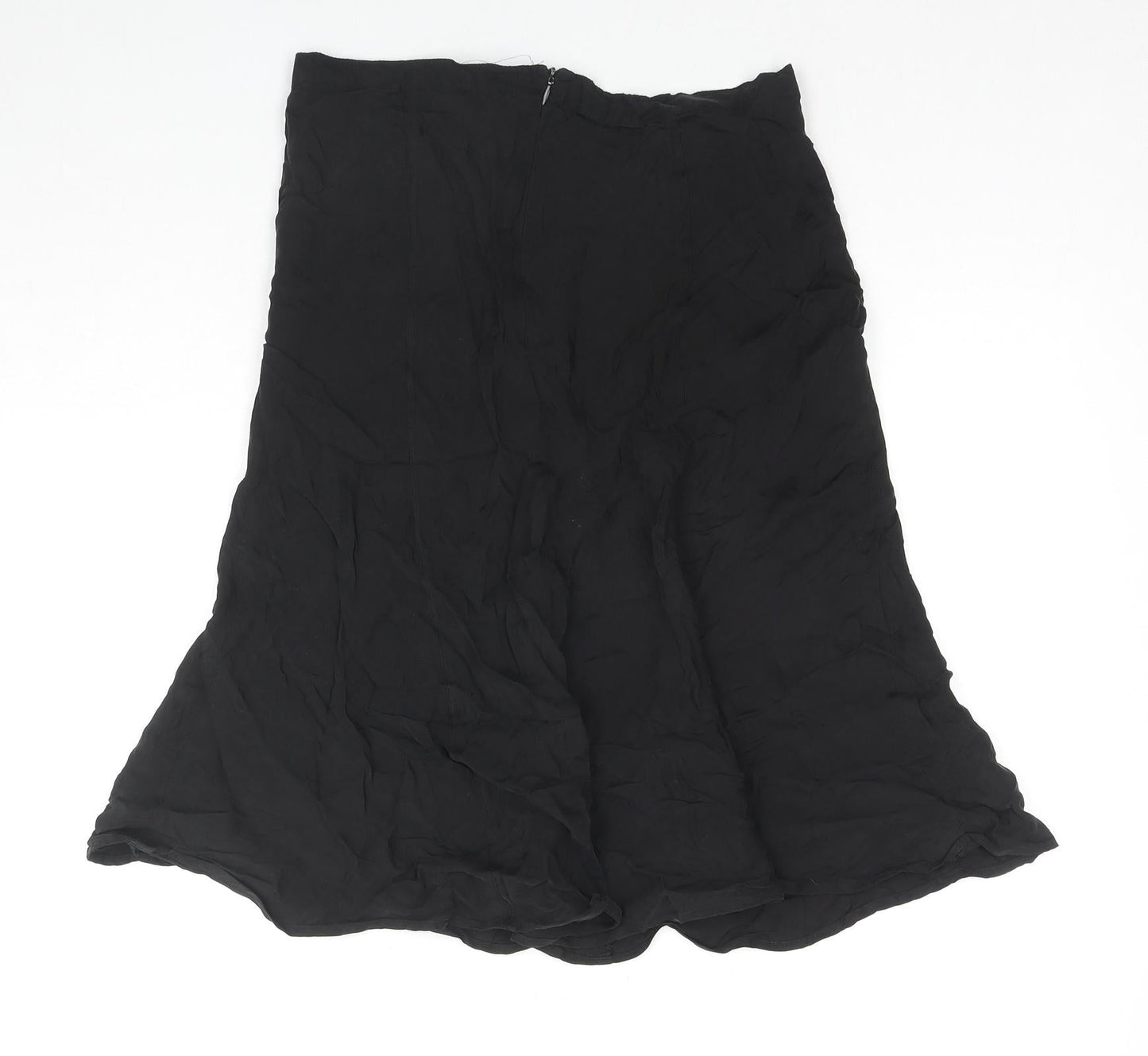 Zara Womens Black Viscose Trumpet Skirt Size 10 Zip