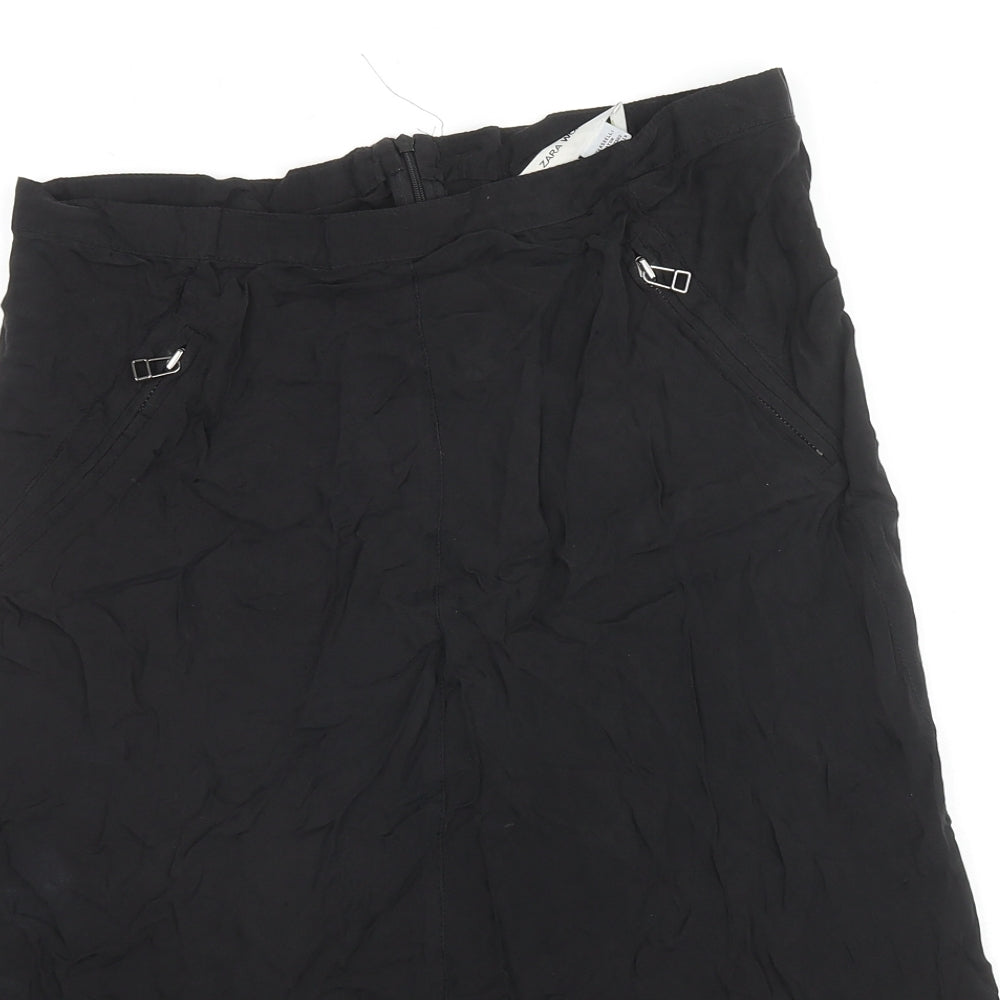 Zara Womens Black Viscose Trumpet Skirt Size 10 Zip