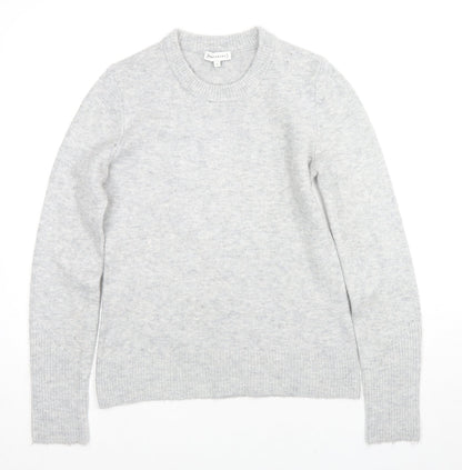 Warehouse Womens Grey Round Neck Acrylic Pullover Jumper Size 8
