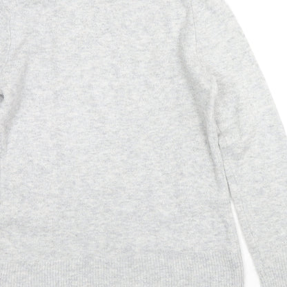 Warehouse Womens Grey Round Neck Acrylic Pullover Jumper Size 8