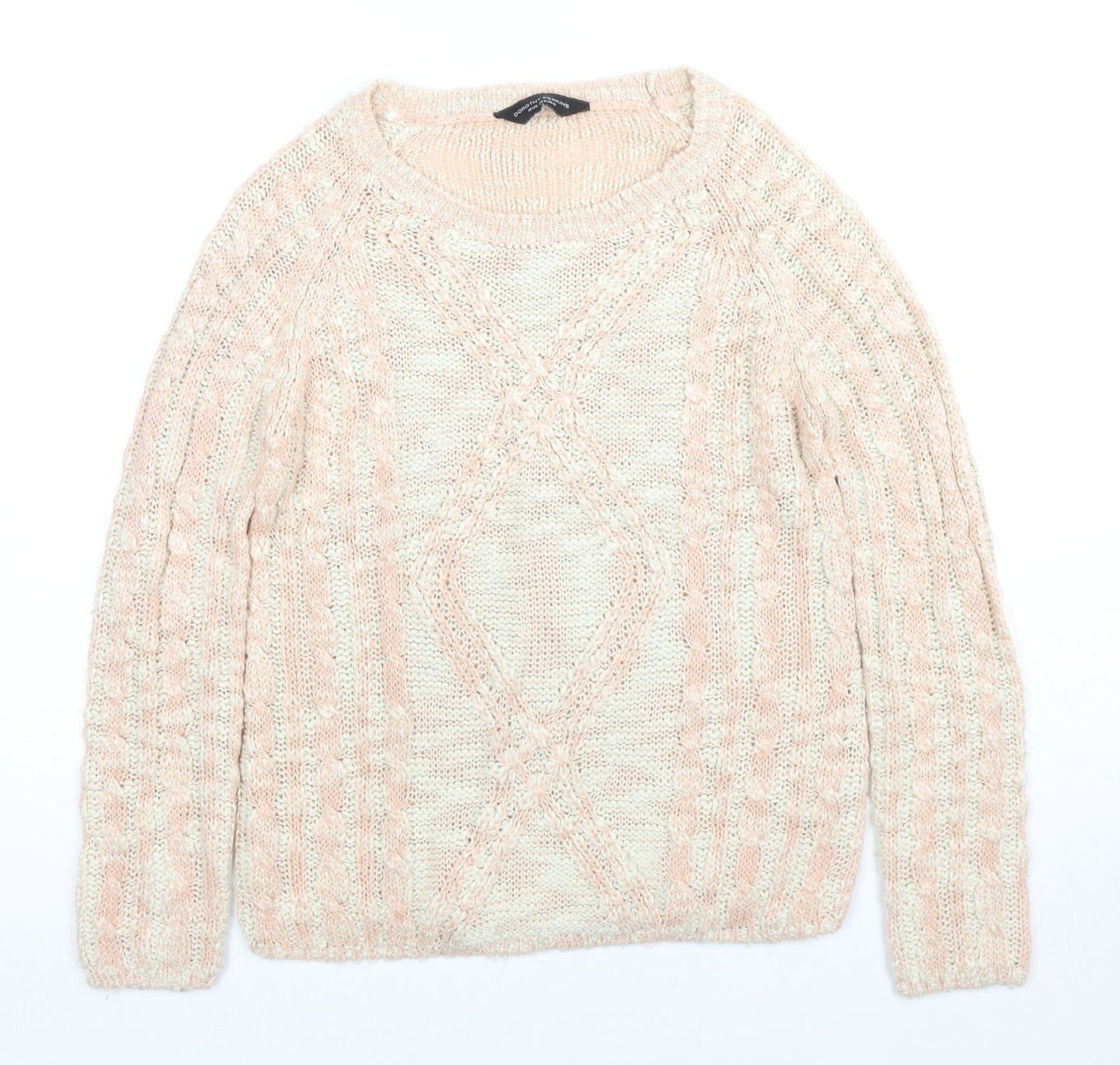 Dorothy Perkins Womens Beige Round Neck Acrylic Pullover Jumper Size 10