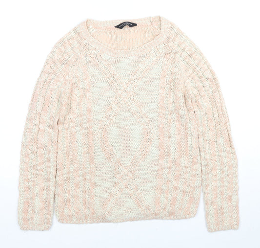 Dorothy Perkins Womens Beige Round Neck Acrylic Pullover Jumper Size 10