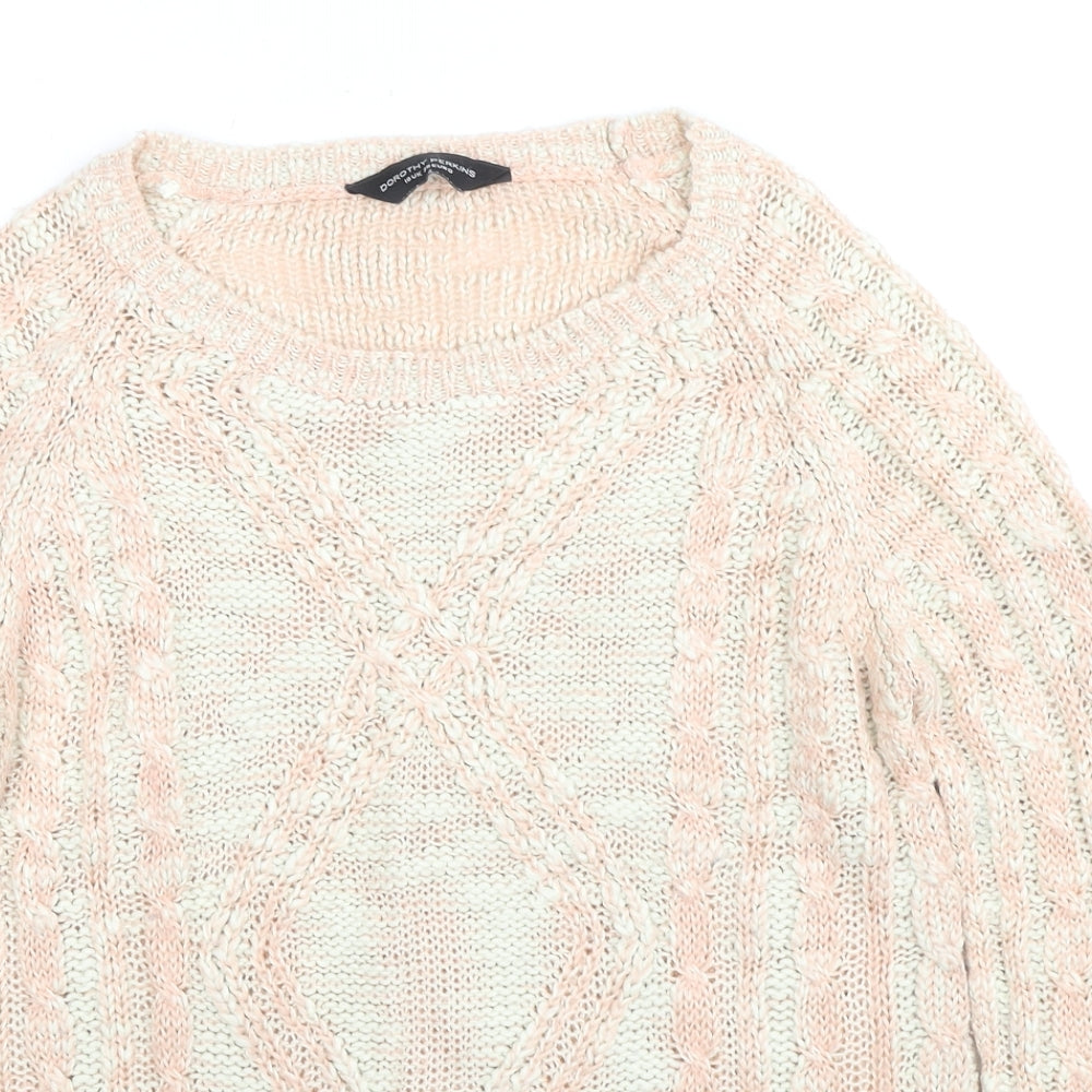 Dorothy Perkins Womens Beige Round Neck Acrylic Pullover Jumper Size 10