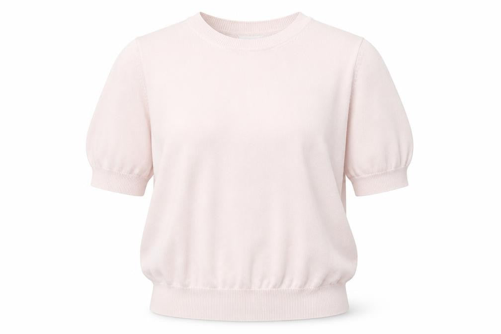 Classics Womens Pink Cotton Basic Blouse Size 14 Round Neck