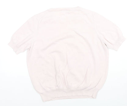 Classics Womens Pink Cotton Basic Blouse Size 14 Round Neck