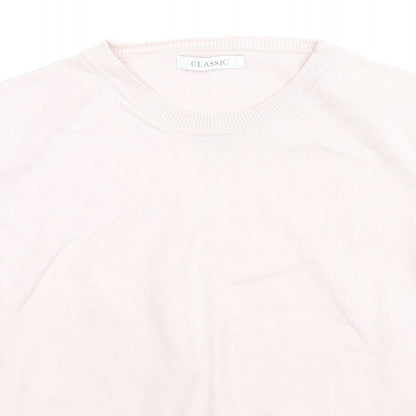 Classics Womens Pink Cotton Basic Blouse Size 14 Round Neck