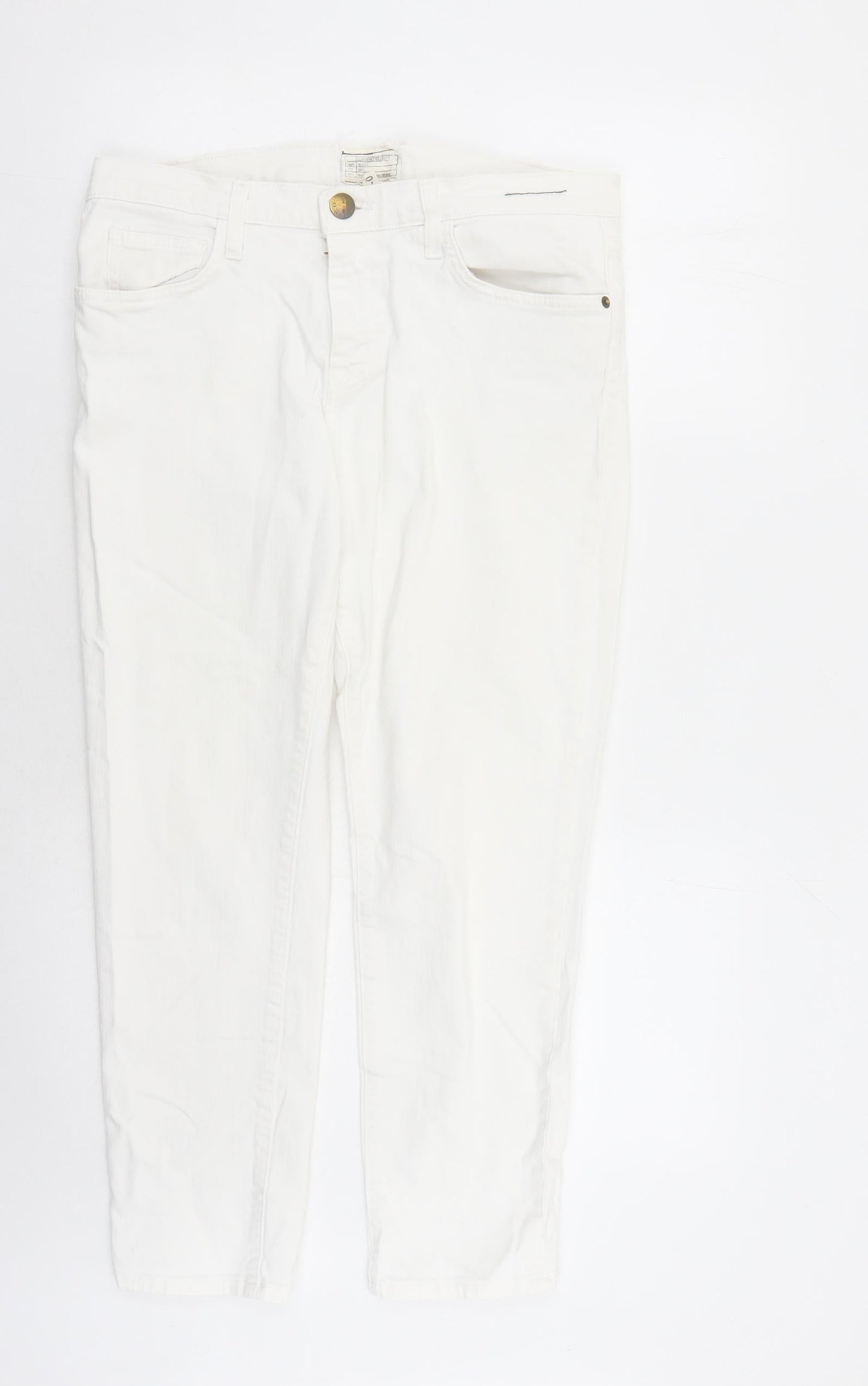 Current/Elliott Womens White Cotton Straight Jeans Size 34 in L27 in Regular Zip