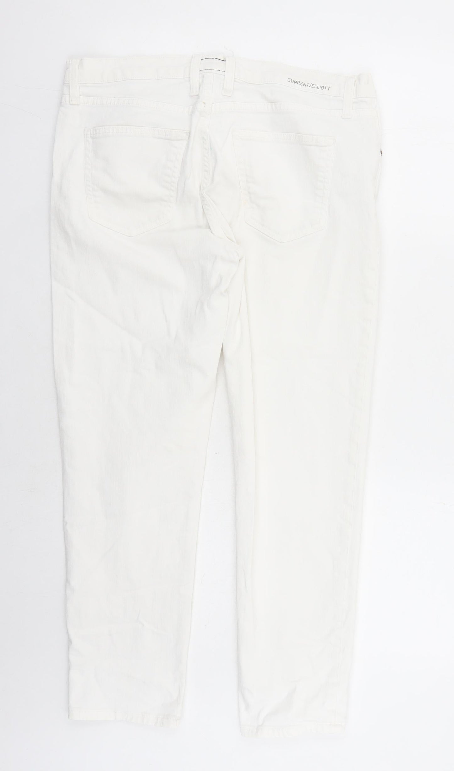Current/Elliott Womens White Cotton Straight Jeans Size 34 in L27 in Regular Zip