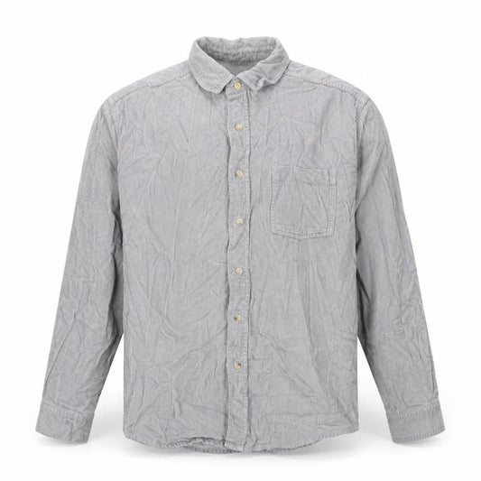 Cotton Traders Mens Grey Cotton Button-Up Size M Collared Button