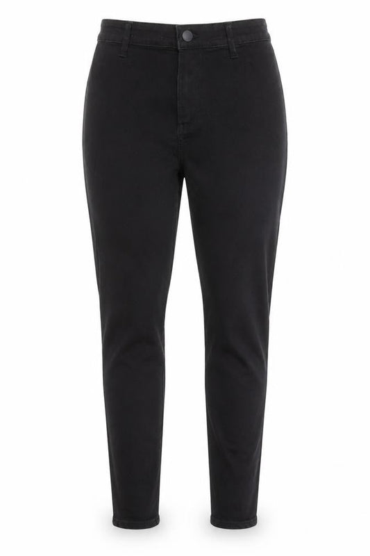 Front view of Denim & Co. women’s black cotton skinny jeans, size UK 8, 29-inch leg regular zip