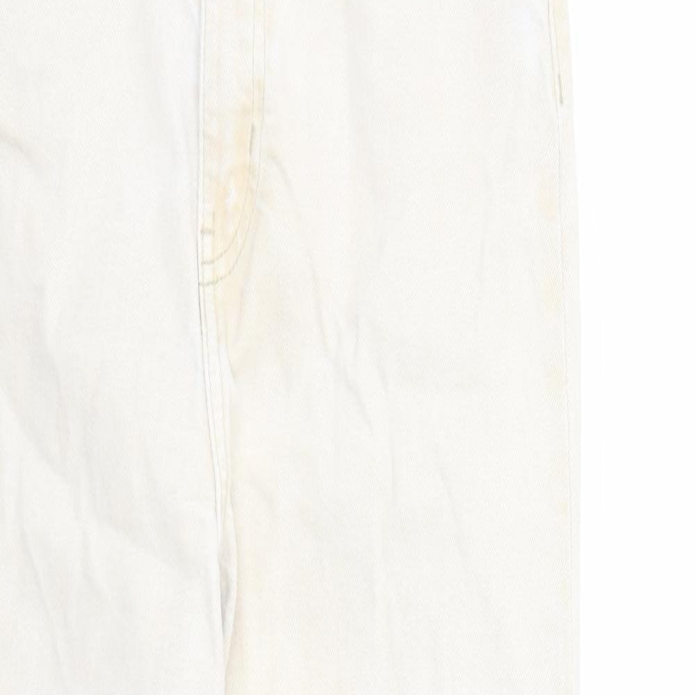 H&M Womens Beige Cotton Straight Jeans Size 6 L26 in Regular Zip